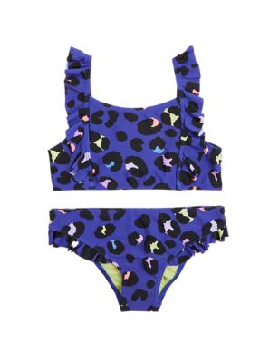 

Girls M&S Collection 2pc Leopard Print Bikini (6-16 Yrs) - Blue, Blue