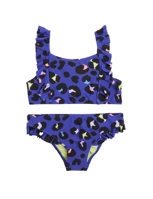 

Girls M&S Collection 2pc Leopard Print Bikini (6-16 Yrs) - Blue, Blue