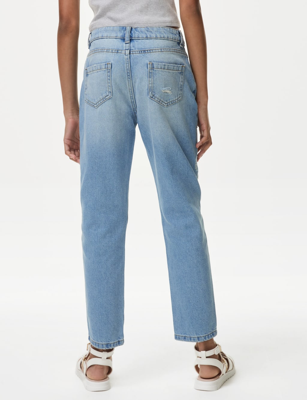 Mom Fit Light Denim Ripped Jeans (6-16 Yrs) image 4