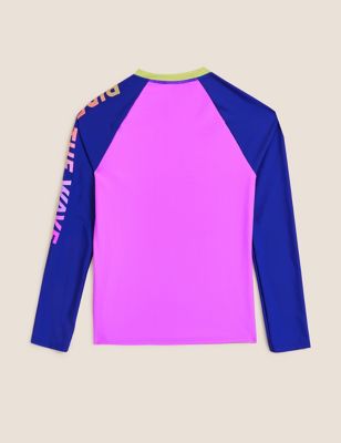 

Girls M&S Collection Colourblock Long Sleeve Rash Vest (6-16 Yrs) - Purple, Purple