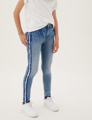 Jeans with best sale side strips