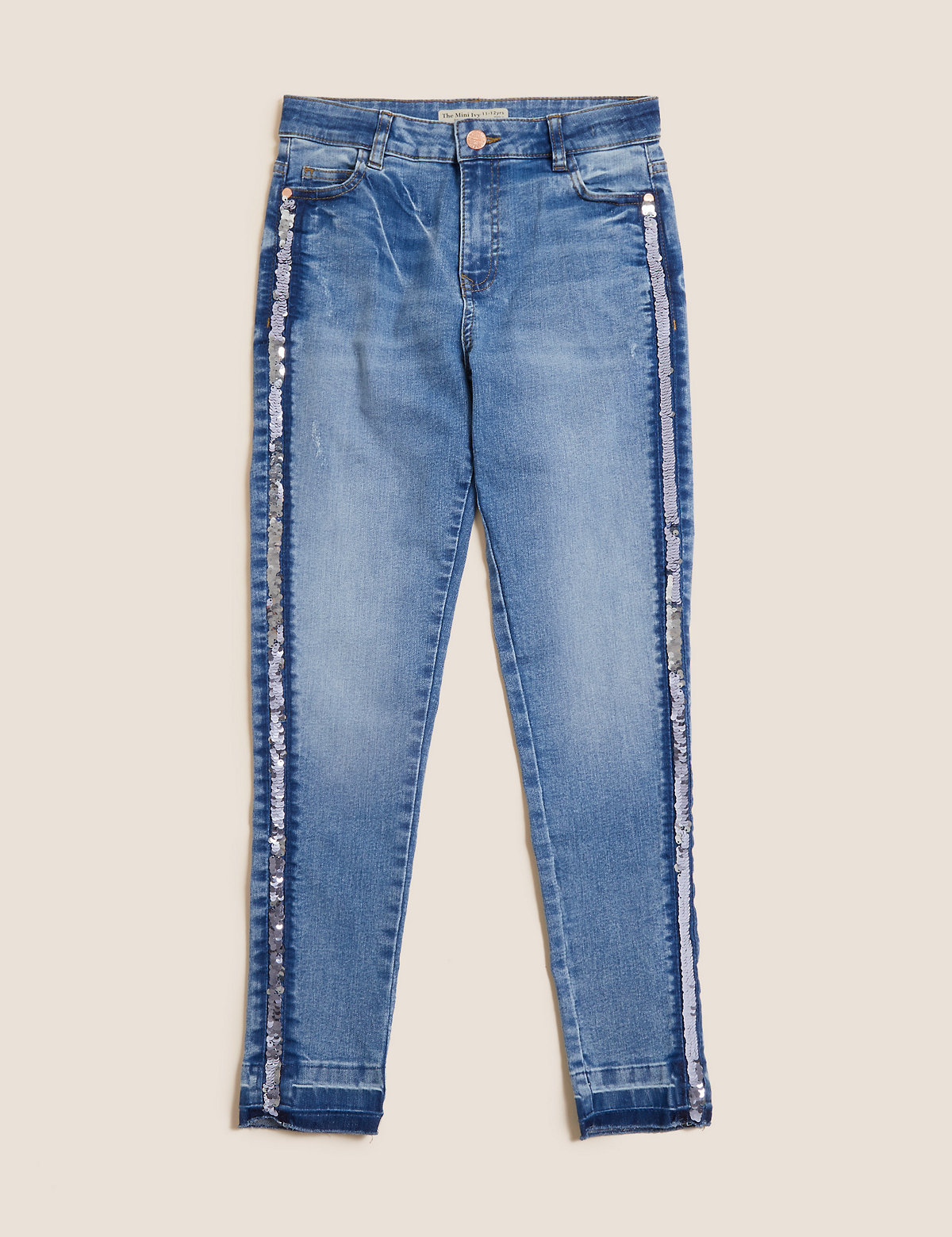 Mini Ivy Skinny Denim Side Stripe Jeans (6-16 Yrs)