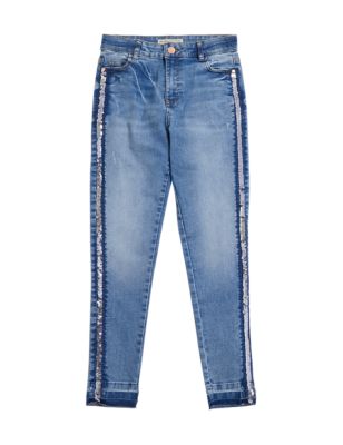 M&S Girls Mini Ivy Skinny Denim Side Stripe Jeans (6-16 Yrs)