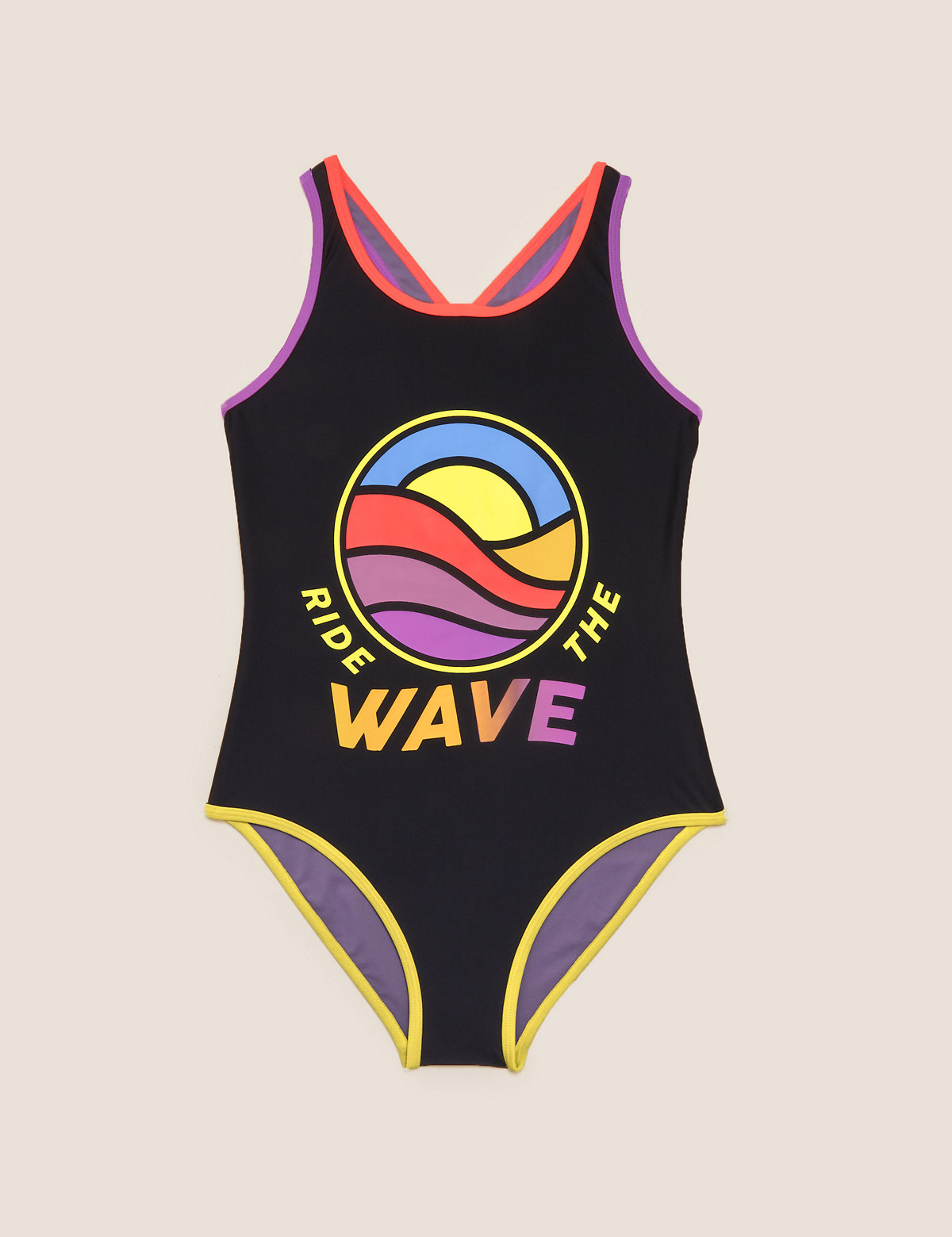 Ride The Wave Slogan Swimsuit (6-16 Yrs)