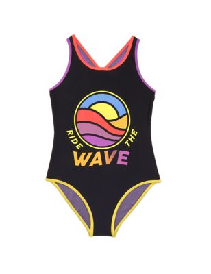 

Girls M&S Collection Ride The Wave Slogan Swimsuit (6-16 Yrs) - Black, Black