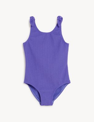 

Girls M&S Collection Crinkle Bow Swimsuit (6-16 Yrs) - Purple, Purple