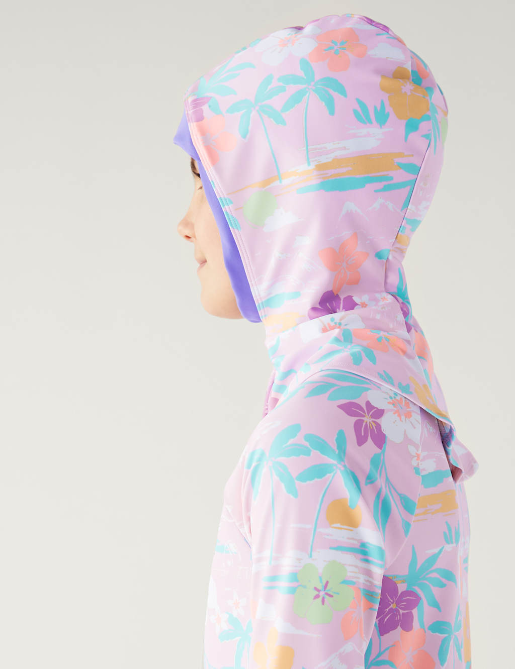 3pc Palm Print Long Sleeve Swim Set (6-16 Yrs) image 2