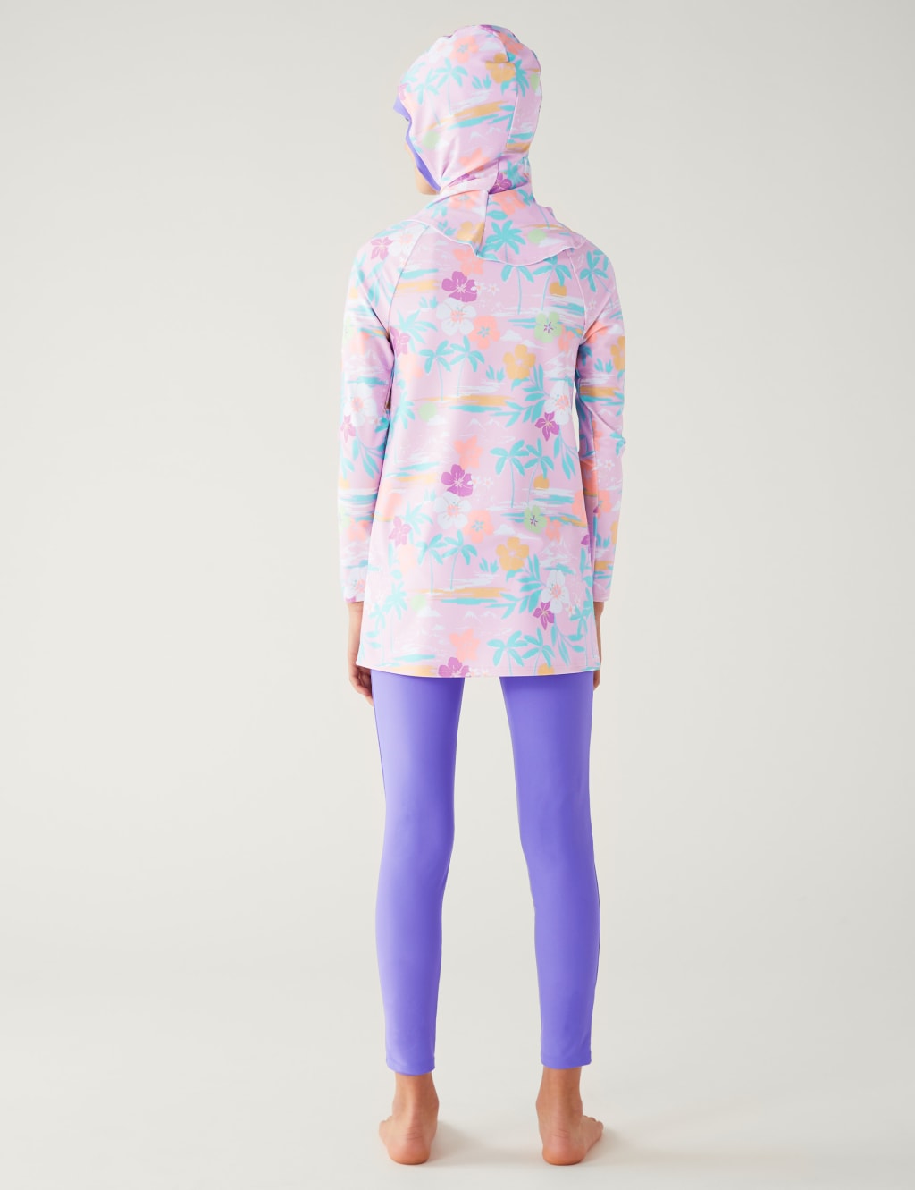 3pc Palm Print Long Sleeve Swim Set (6-16 Yrs) image 3