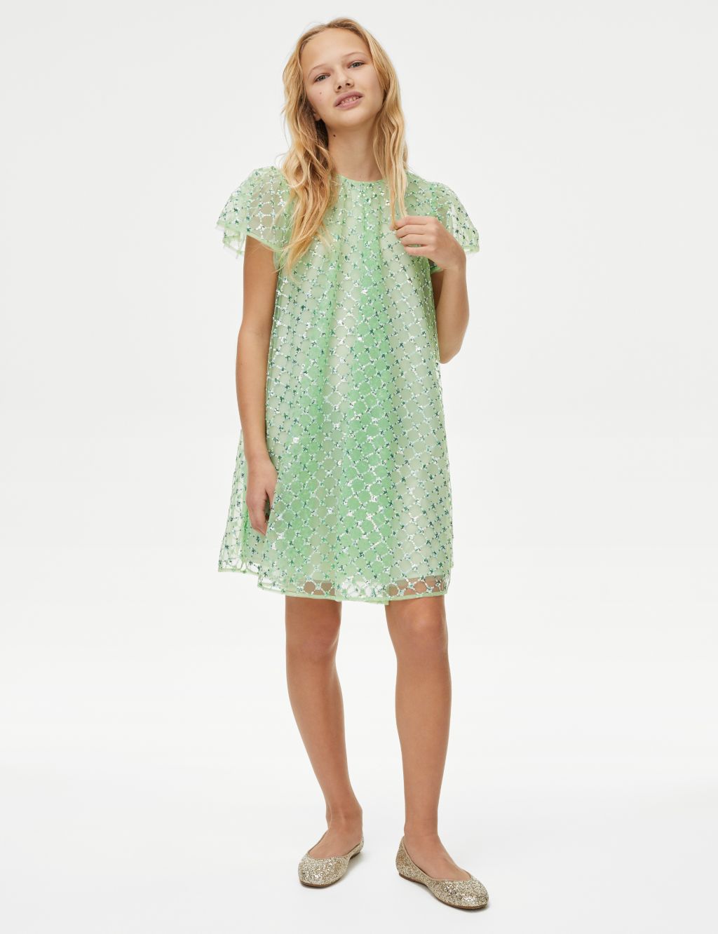 Patterned Sequin Dress (7-16 Yrs)