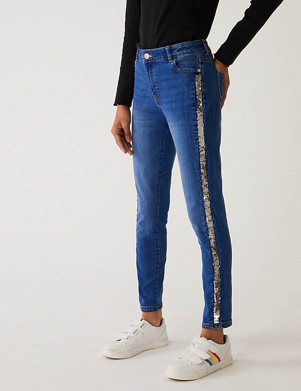 Skinny Cotton Rich Denim Sequin Jeans (6 - 16 Yrs)