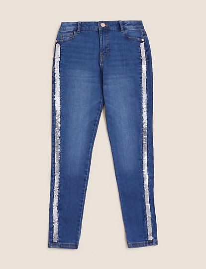 Skinny Cotton Rich Denim Sequin Jeans