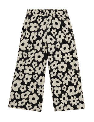 

Girls M&S Collection Daisy Print Cropped Trousers (6-16 Yrs) - Black Mix, Black Mix