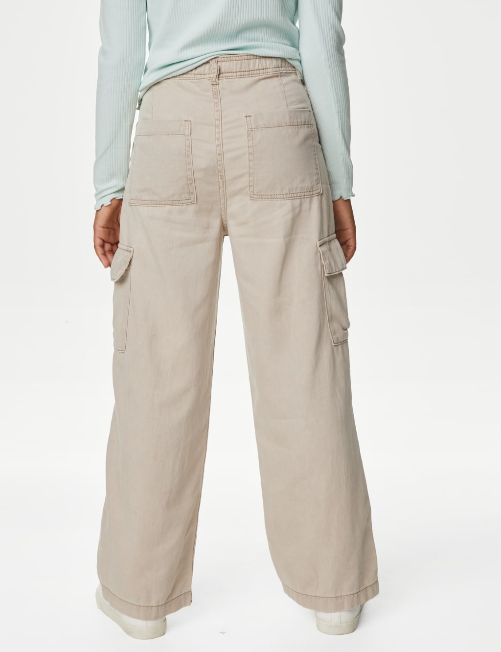 Wide Leg Cotton Blend Cargo Trousers (6-16 Yrs) image 4