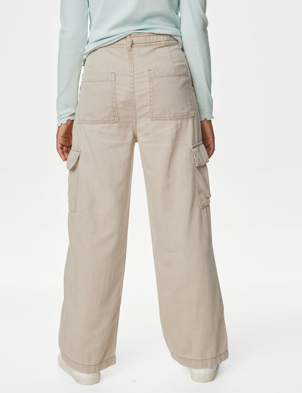 Wide Leg Cotton Blend Cargo Trousers (6-16 Yrs) image 4