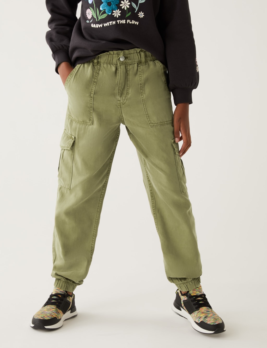Cotton Blend Cargo Trousers (6-16 Yrs) image 3