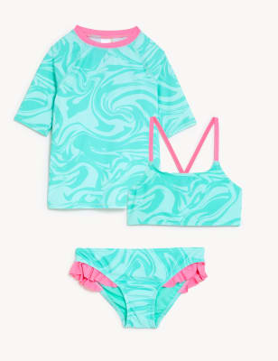

M&S Collection Traje de baño de 3 piezas con estampado de mármol(6-16 años) - Aqua, Aqua