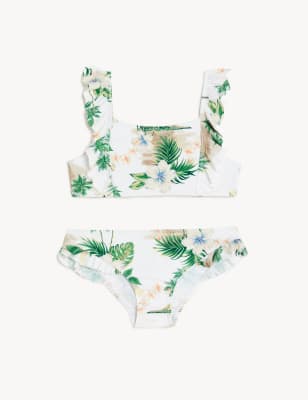 

Girls M&S Collection Mini Me Tropical Print Bikini (6-16 Yrs) - White Mix, White Mix