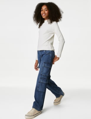 

Girls M&S Collection 90's Baggy Low Rise Denim Jeans (6-16 Yrs) - Med Blue Denim, Med Blue Denim