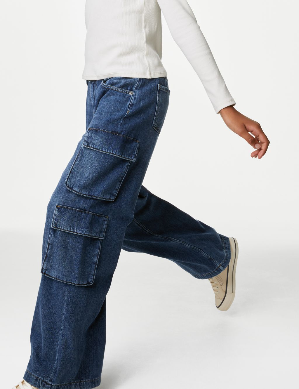 90's Baggy Low Rise Denim Cargo Jeans (6-16 Yrs) image 3