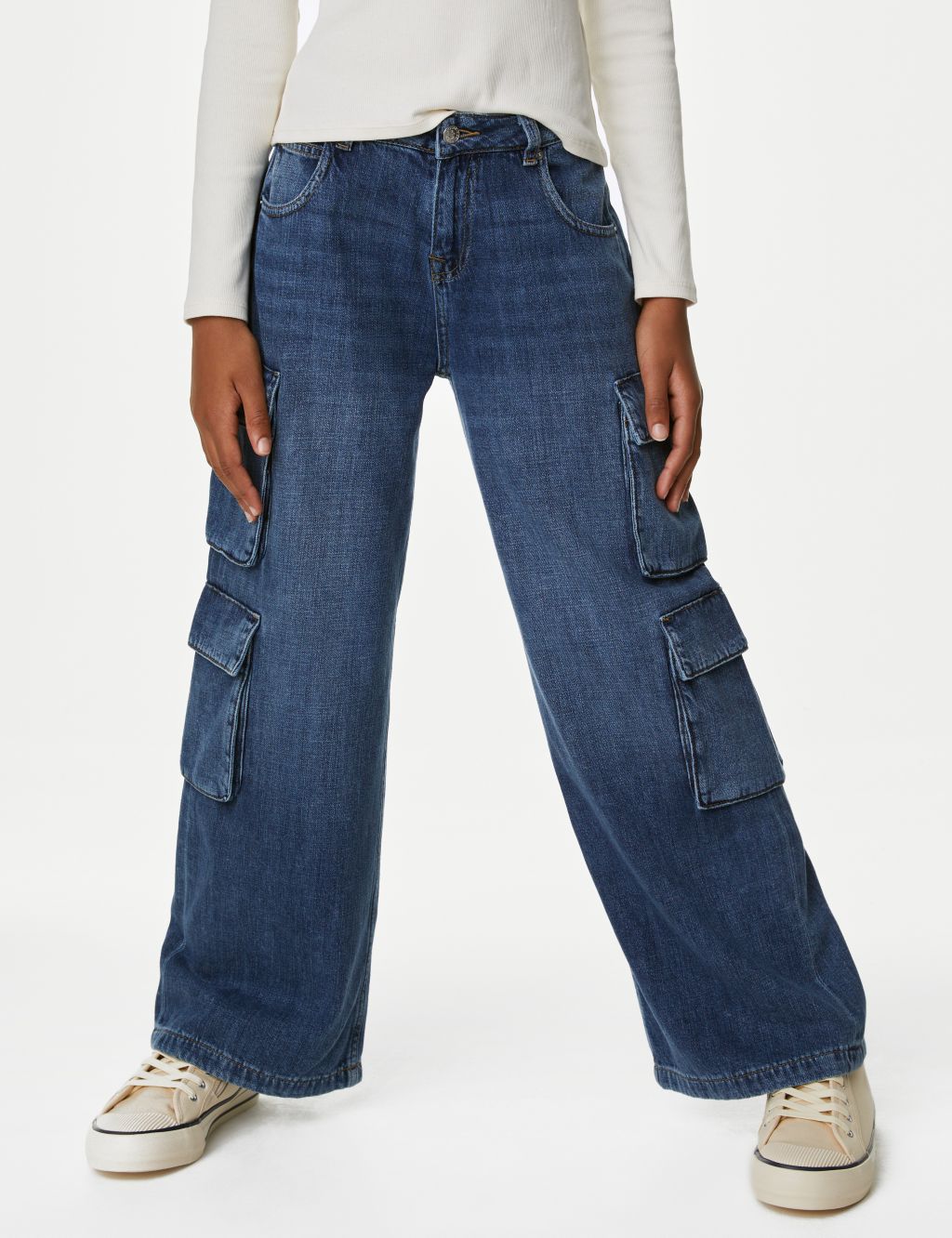 90's Baggy Low Rise Denim Cargo Jeans (6-16 Yrs) image 4