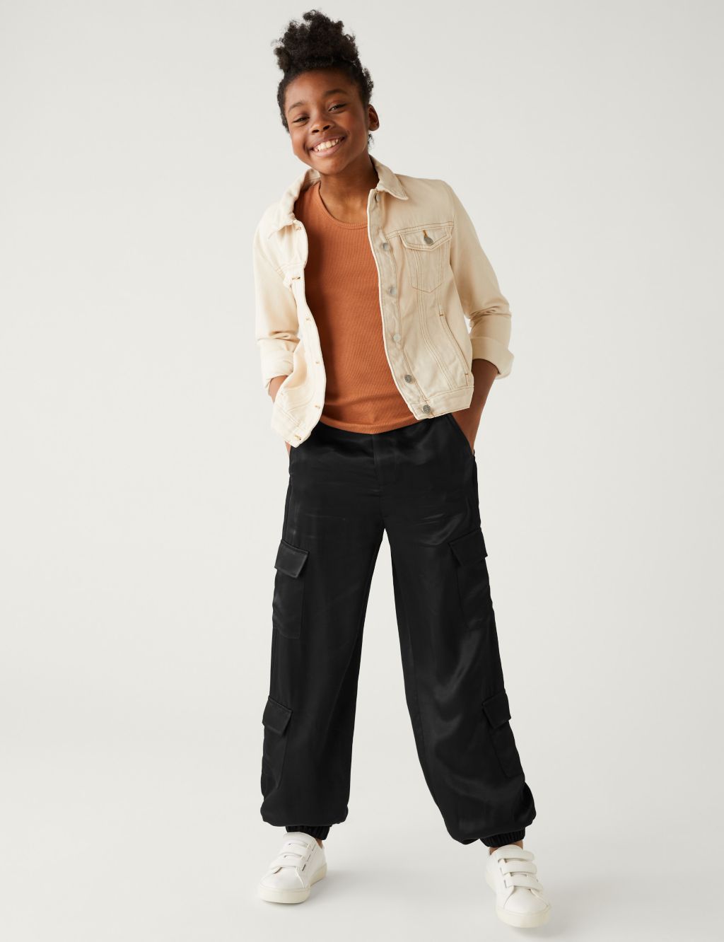 Satin Cargo Trousers (6-16 Yrs) image 1