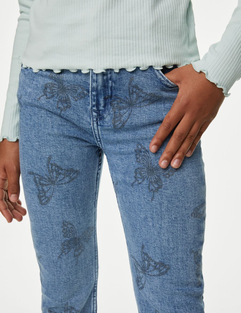 Denim Flared Butterfly Jeans (6-16 Yrs) image 3