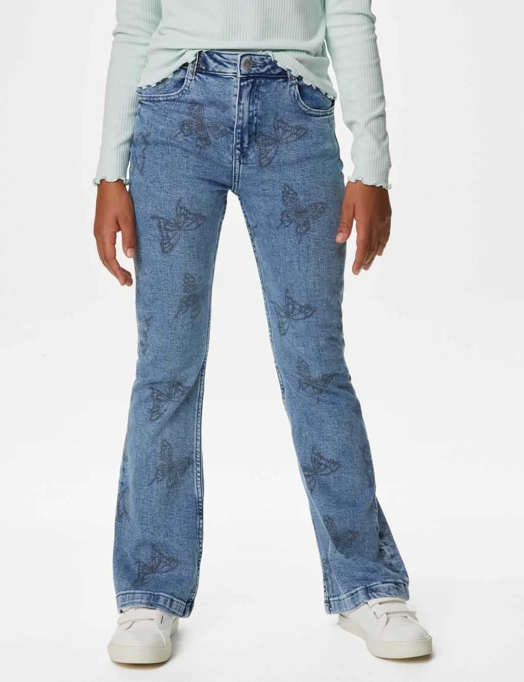 Denim Flared Butterfly Jeans (6-16 Yrs) image 4