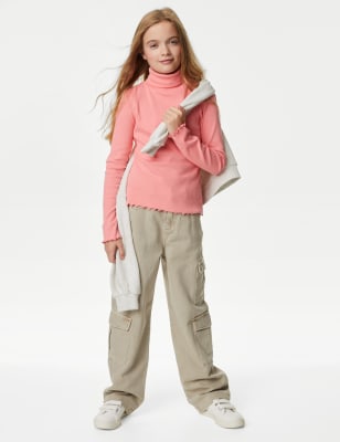 Girls Denim Cargo Pants (Kids)