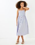 Pure Cotton Button Through Dress (6-16 Yrs)