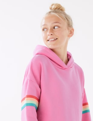 

Girls M&S Collection Cotton Rich Striped Hooded Dress (6-16 Yrs) - Pink, Pink