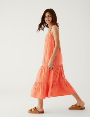 

Girls M&S Collection Pure Cotton Tiered Maxi Dress (6-16 Yrs) - Coral, Coral