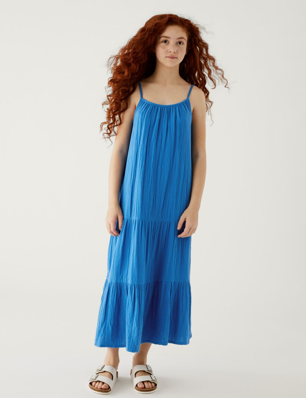 Pure Cotton Tiered Maxi Dress (6-16 Yrs) image 2
