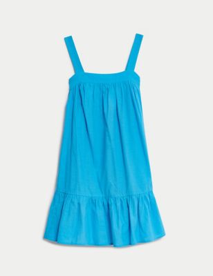 

Girls M&S Collection Pure Cotton Tiered Dress (6-16 Yrs) - Blue, Blue