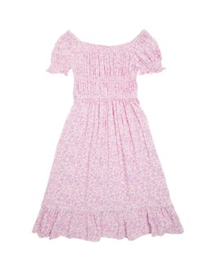 

Girls M&S Collection Floral Shirred Dress (6-16 Yrs) - Pink Mix, Pink Mix
