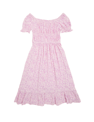 

M&S Collection Gesmoktes Kleid mit Blumenmuster (6-16 Jahre) - Pink Mix, Pink Mix