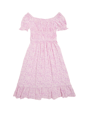 

Girls M&S Collection Floral Shirred Dress (6-16 Yrs) - Pink Mix, Pink Mix