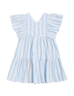 

Girls M&S Collection Cotton Rich Striped Dress (6-16 Yrs) - Blue Mix, Blue Mix