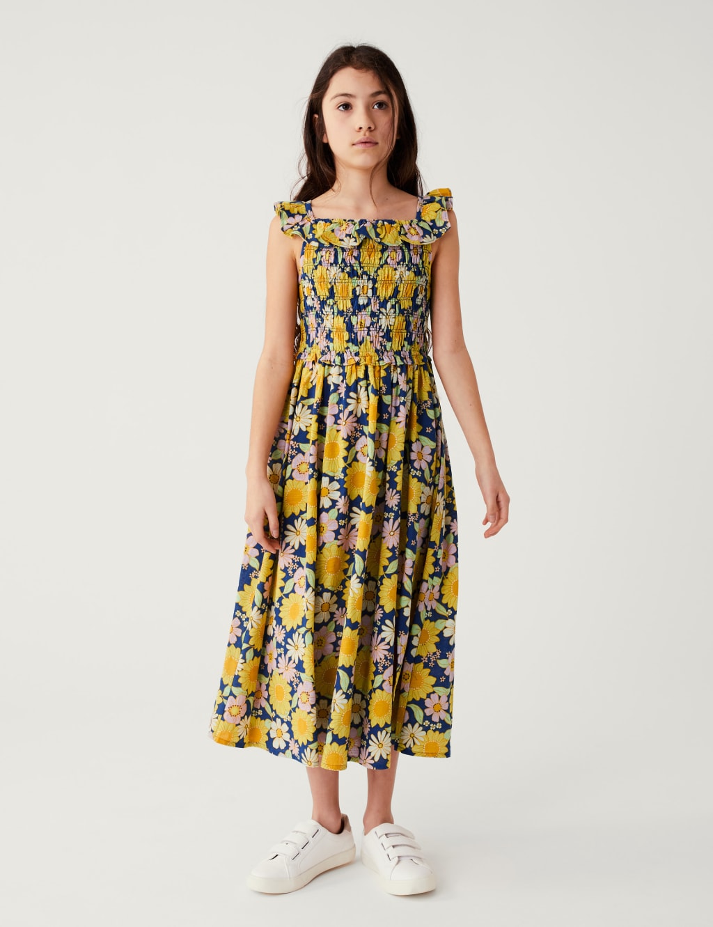 Pure Cotton Floral Midi Dress (6-16 Yrs)