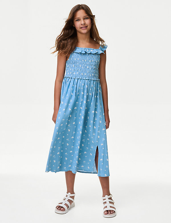 Pure Cotton Ditsy Floral Dress (6-16 Yrs) - CA