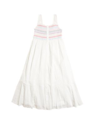 

Girls M&S Collection Pure Cotton Shirred Maxi Dress (6-16 Yrs) - White Mix, White Mix