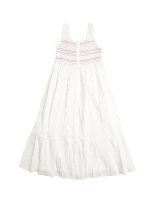 

M&S Collection Vestido maxi 100% algodón fruncido (6-16 años) - White Mix, White Mix