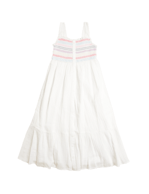 

Girls M&S Collection Pure Cotton Shirred Maxi Dress (6-16 Yrs) - White Mix, White Mix