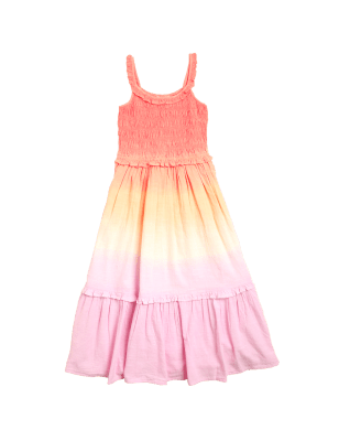 

M&S Collection Vestido maxi 100% algodón con diseño teñido (6-16 años) - Coral Mix, Coral Mix