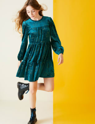 

Girls M&S Collection Harry Potter™ Velvet Glitter Dress (2-16 Yrs) - Green, Green