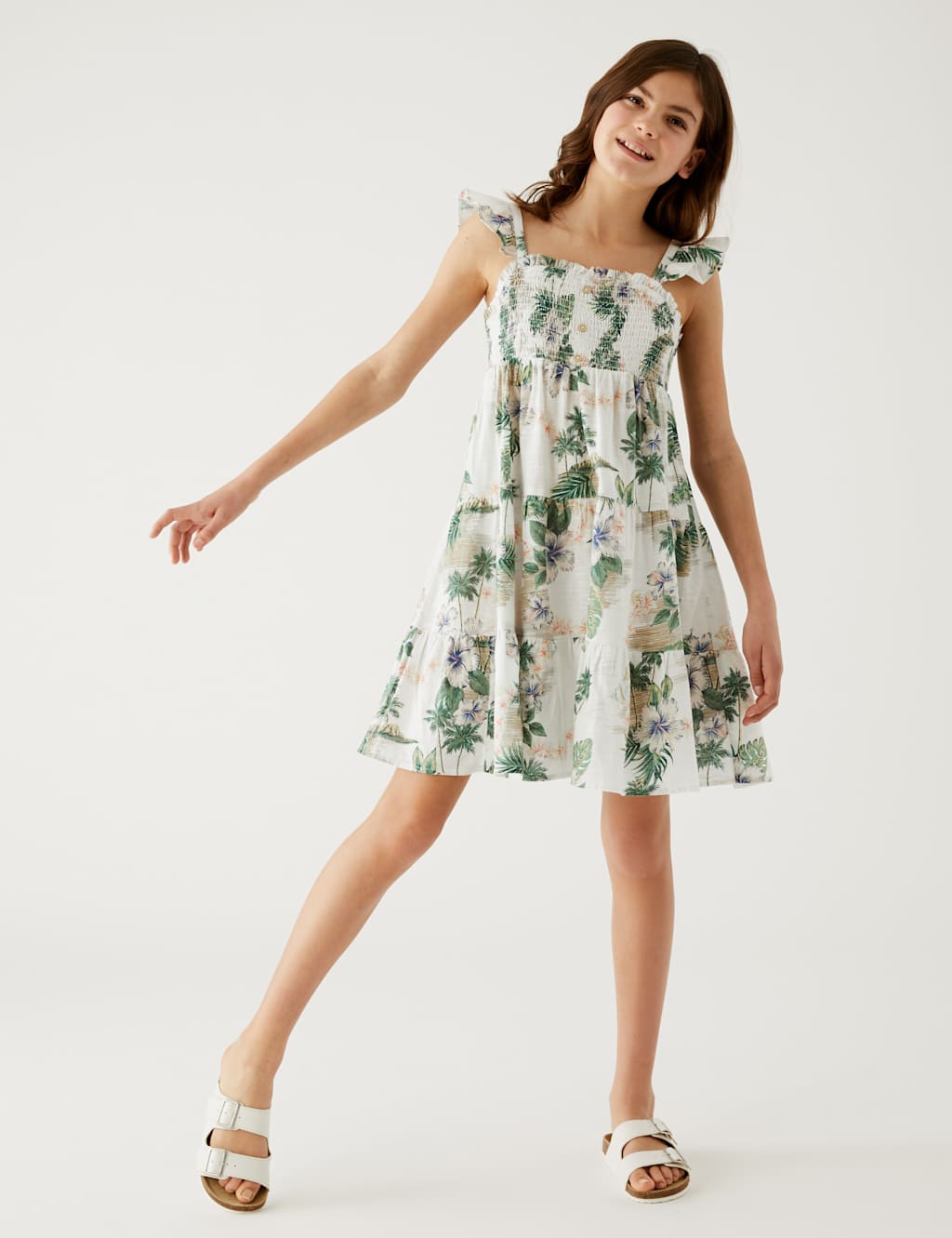 Pure Cotton Hawaiian Tiered Dress (6-16 Yrs)