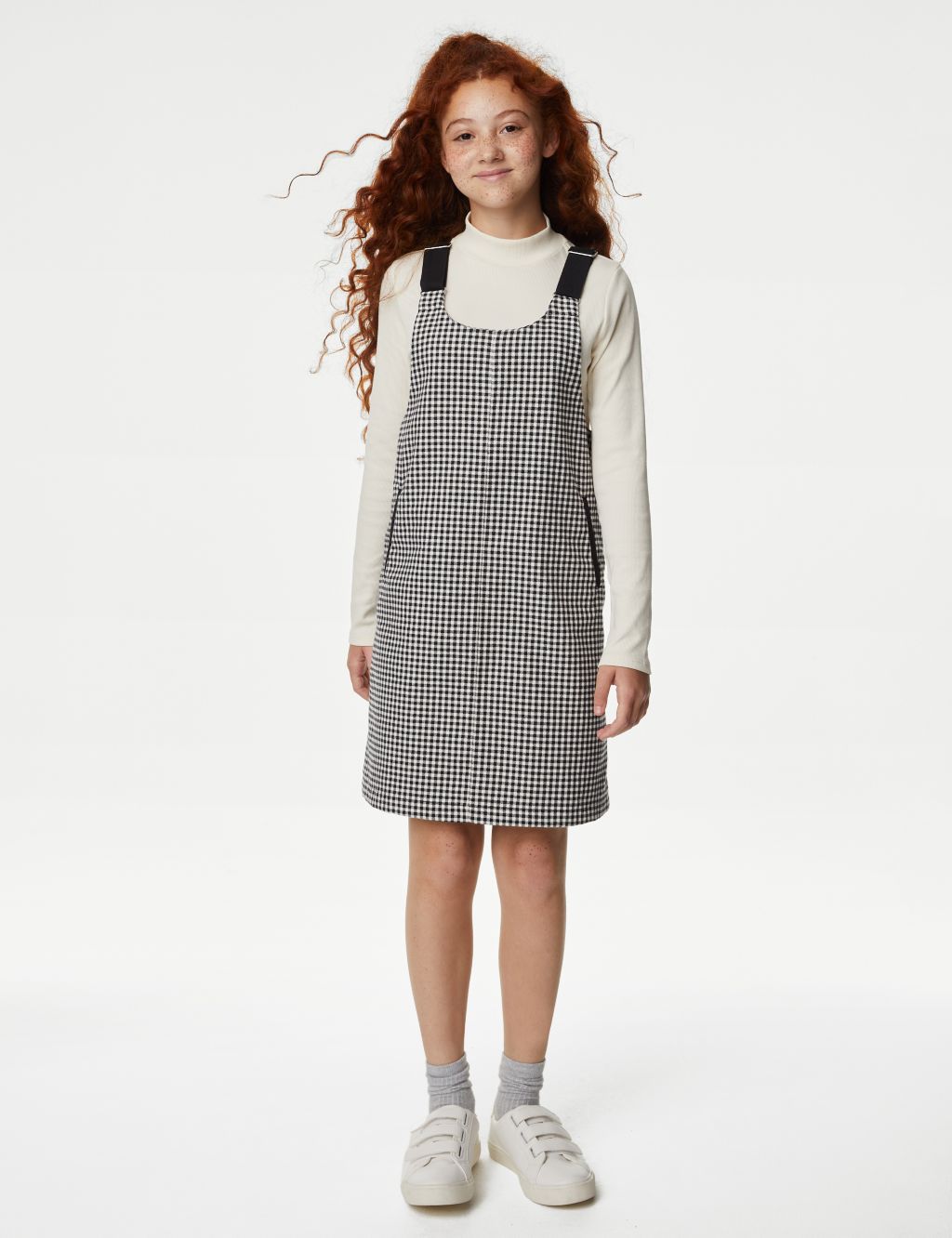 Cotton Blend Checked Pinafore (6-16 Yrs) image 3
