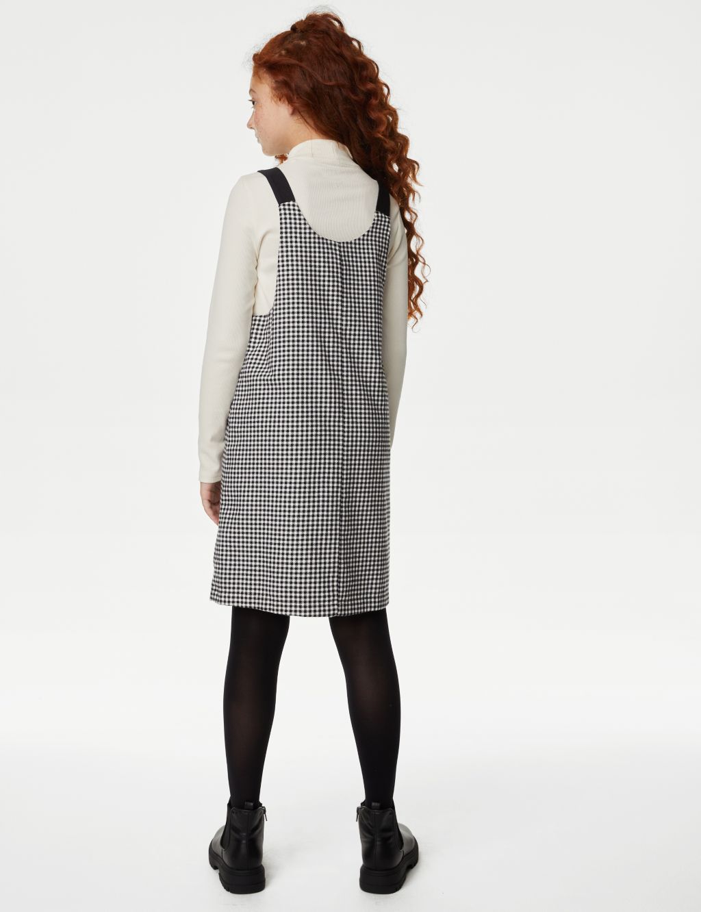 Cotton Blend Checked Pinafore (6-16 Yrs) image 5