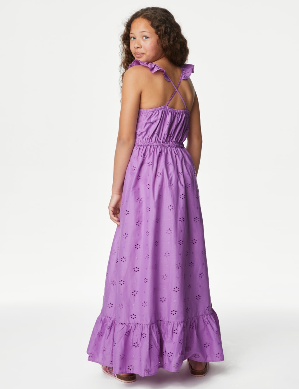 Pure Cotton Broderie Dress (6-16 Yrs) image 3