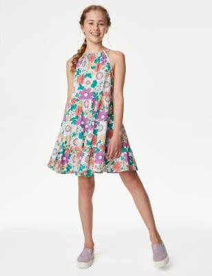 

M&S Collection Kleid aus reiner Baumwolle mit Blumenmuster (6-16 J.) - Multi, Multi
