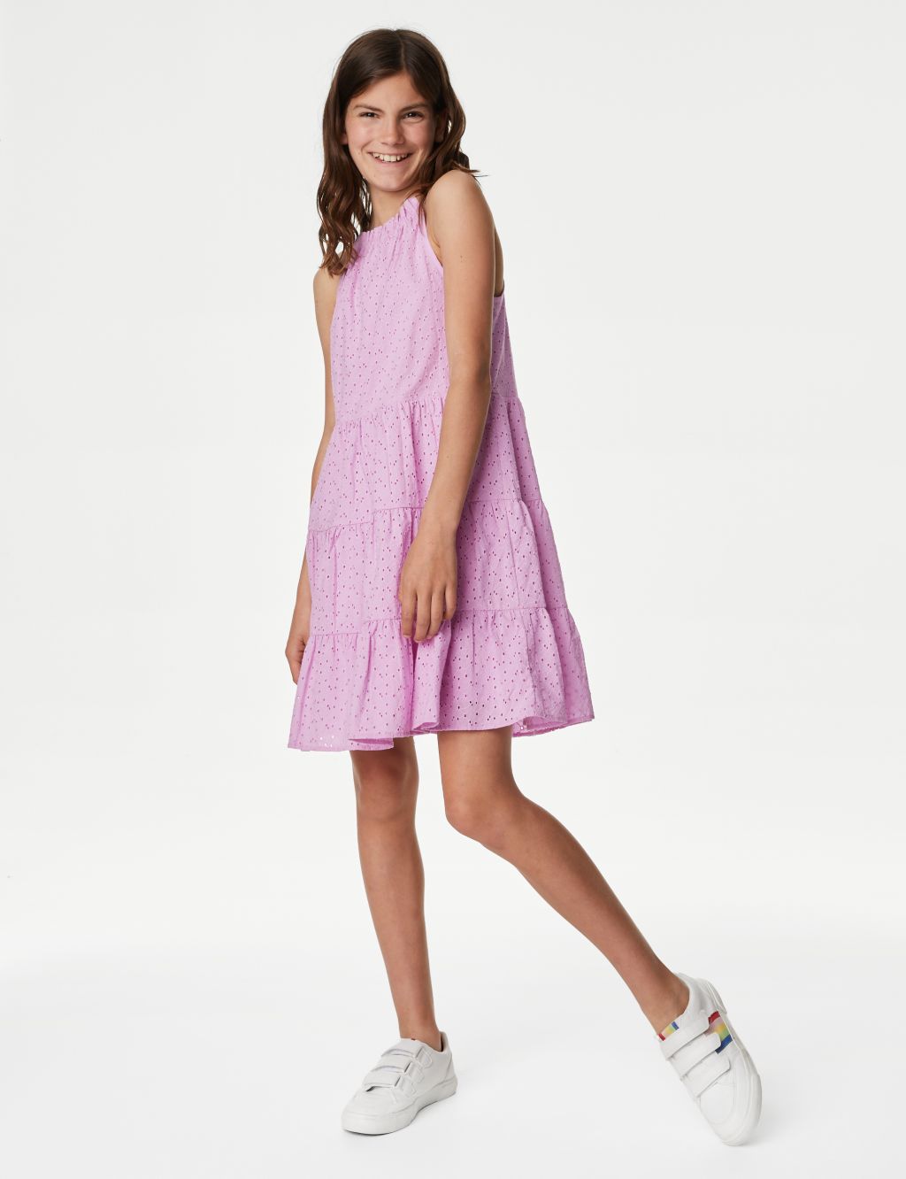 Pure Cotton Broderie Dress (6-16 Yrs) image 1